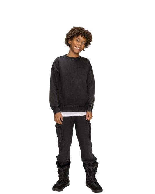 Felpa nera bambino cotone di Retour, comoda e ideale per outfit casual