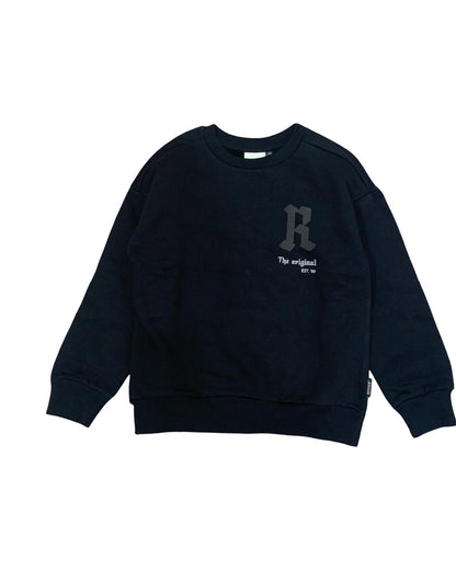 Felpa nera bambino trendy Retour con logo stampato sul davanti e maniche lunghe