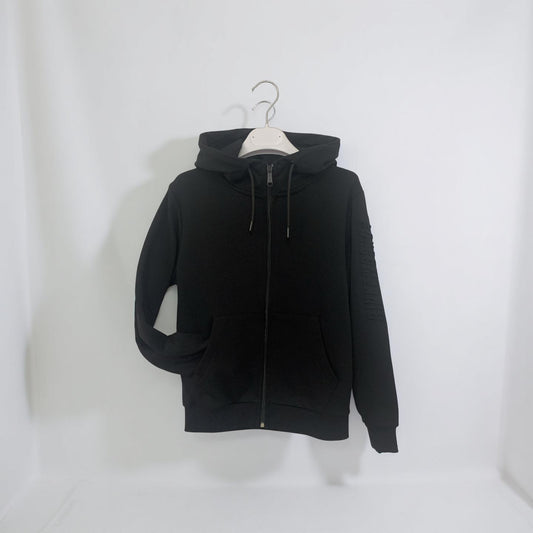 Felpa nera ragazzo con cappuccio Bikkembergs con zip e tasche frontali