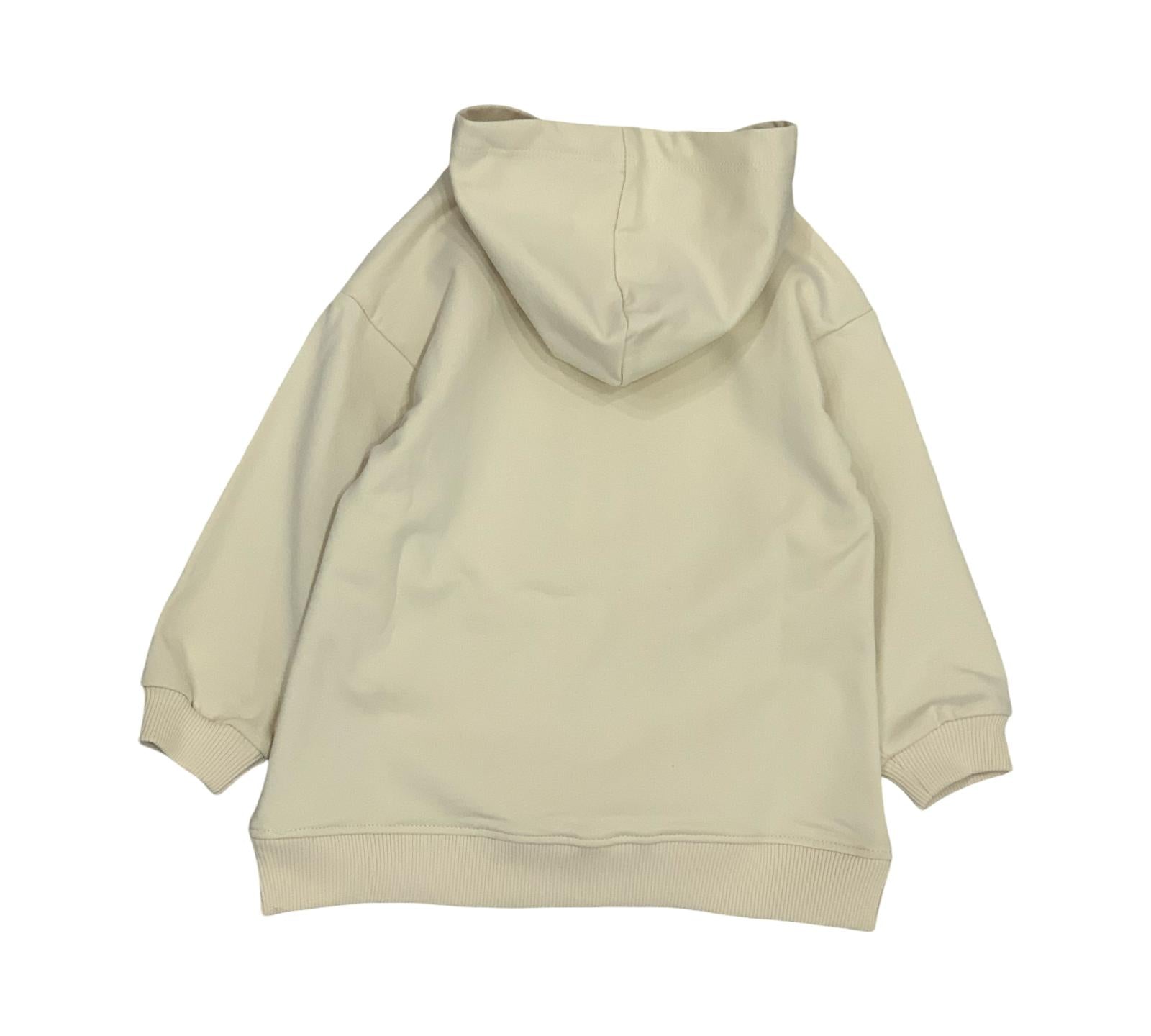 Felpa oversize bambina con cappuccio in beige, comoda e pratica per tutti i giorni