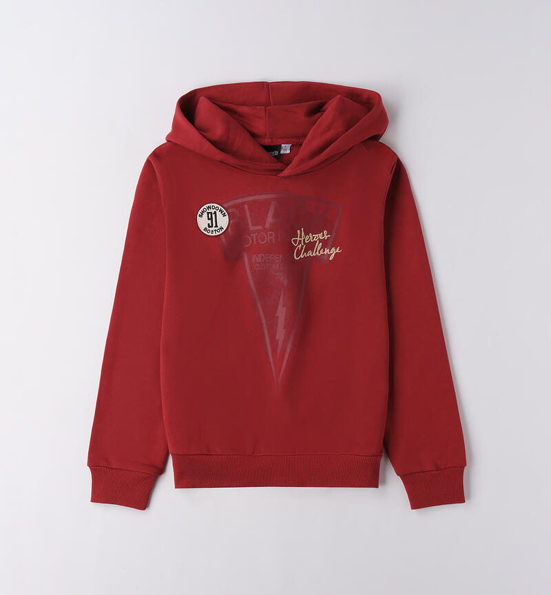 Felpa ragazzo Sarabanda rossa con cappuccio e design accattivante per il comfort quotidiano