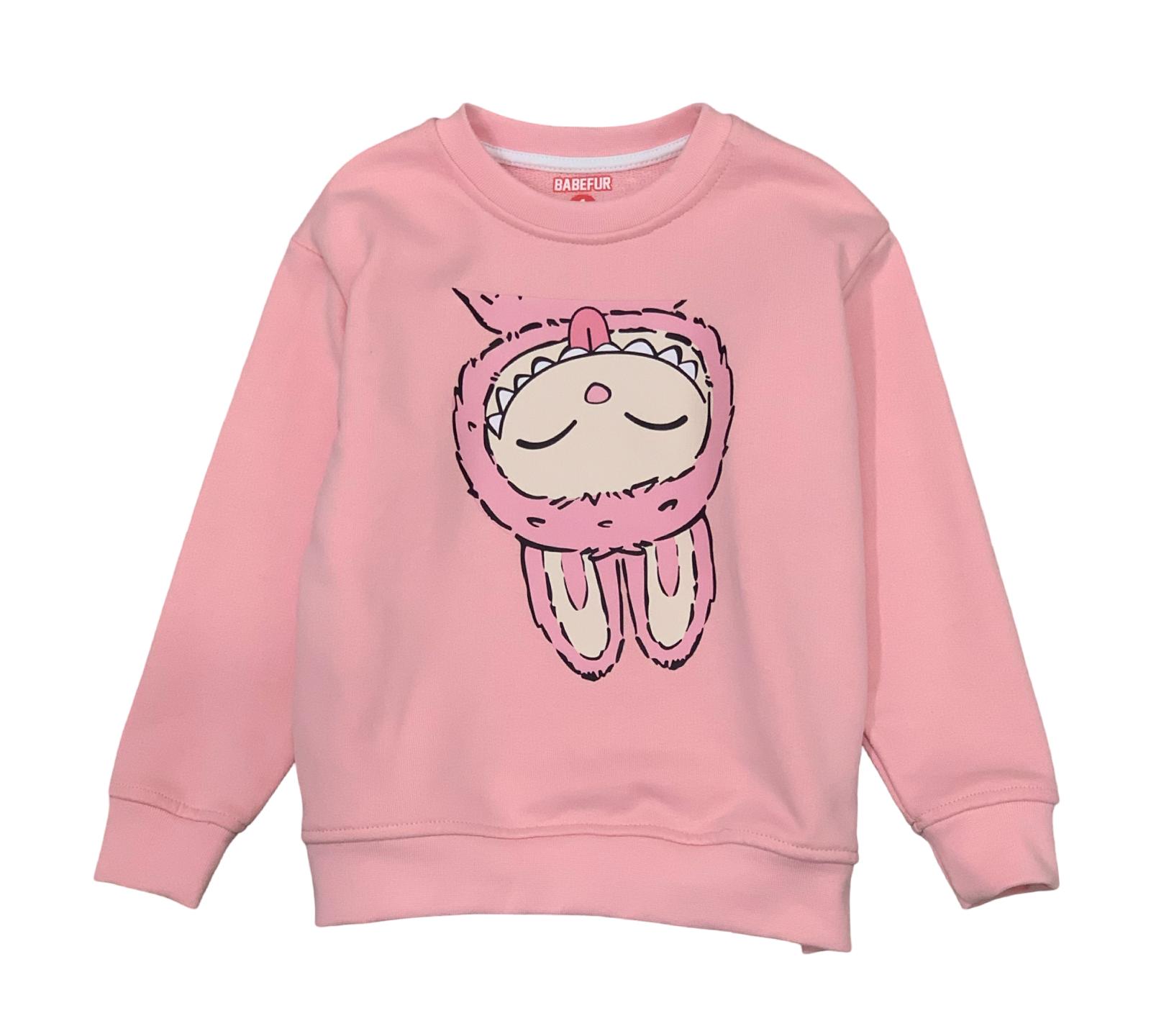 Felpa rosa bambina coniglietto con grafica divertente e comoda per l'uso quotidiano