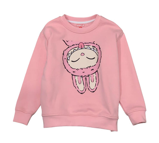 Felpa rosa bambina coniglietto con grafica divertente e comoda per l'uso quotidiano