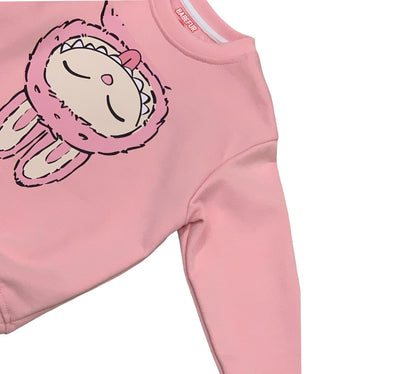 Felpa rosa bambina coniglietto con design simpatico e morbido per il comfort quotidiano