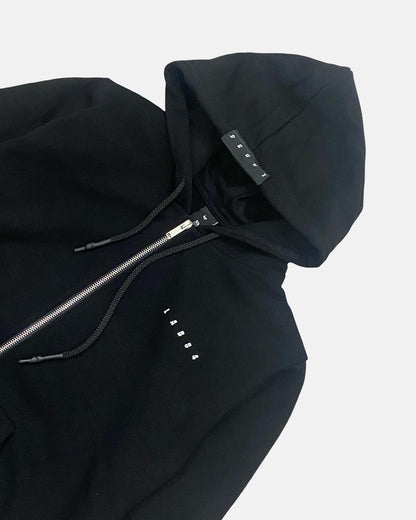 Felpa uomo con zip nera Lab84 con cappuccio e dettagli moderni