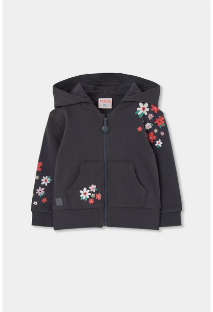 Giacca felpa bambina grigia stampa fiori - Boboli