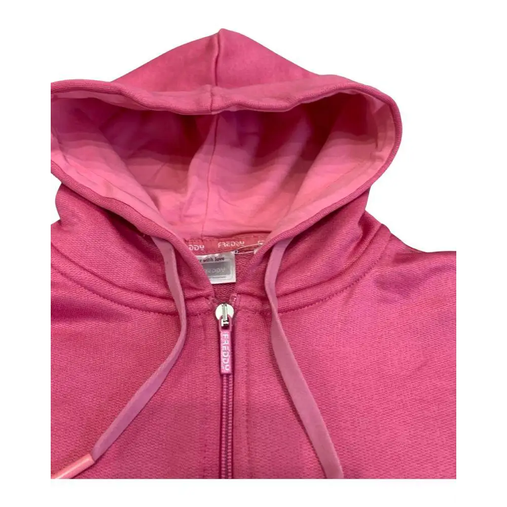 felpa sportiva ragazza FREDDY rosa con cappuccio cerniera e coulisse in cotone ideale per allenamento