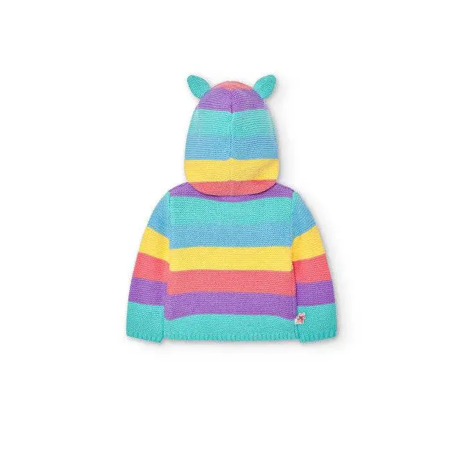 Felpa Boboli con cappuccio a righe colorate con orecchie, giacca con cappuccio unisex colorata per bambini