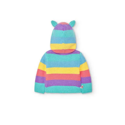 Felpa Boboli con cappuccio a righe colorate con orecchie, giacca con cappuccio unisex colorata per bambini