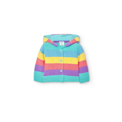 Felpa Boboli bambino con bottoni e cappuccio a righe multicolore giacca con cappuccio unisex colorata