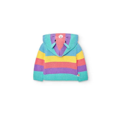 Boboli felpa bambino con cappuccio a righe colorate con orecchie e viso animale simpatica giacca con cappuccio unisex colorata