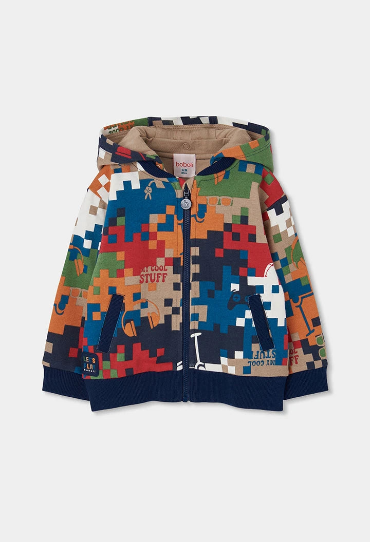 Giacca in felpa bambino stampa pixel multicolore – BOBOLI