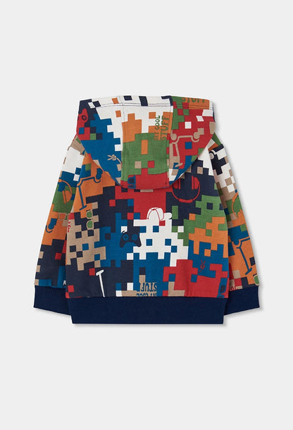 Giacca in felpa bambino stampa pixel multicolore – BOBOLI