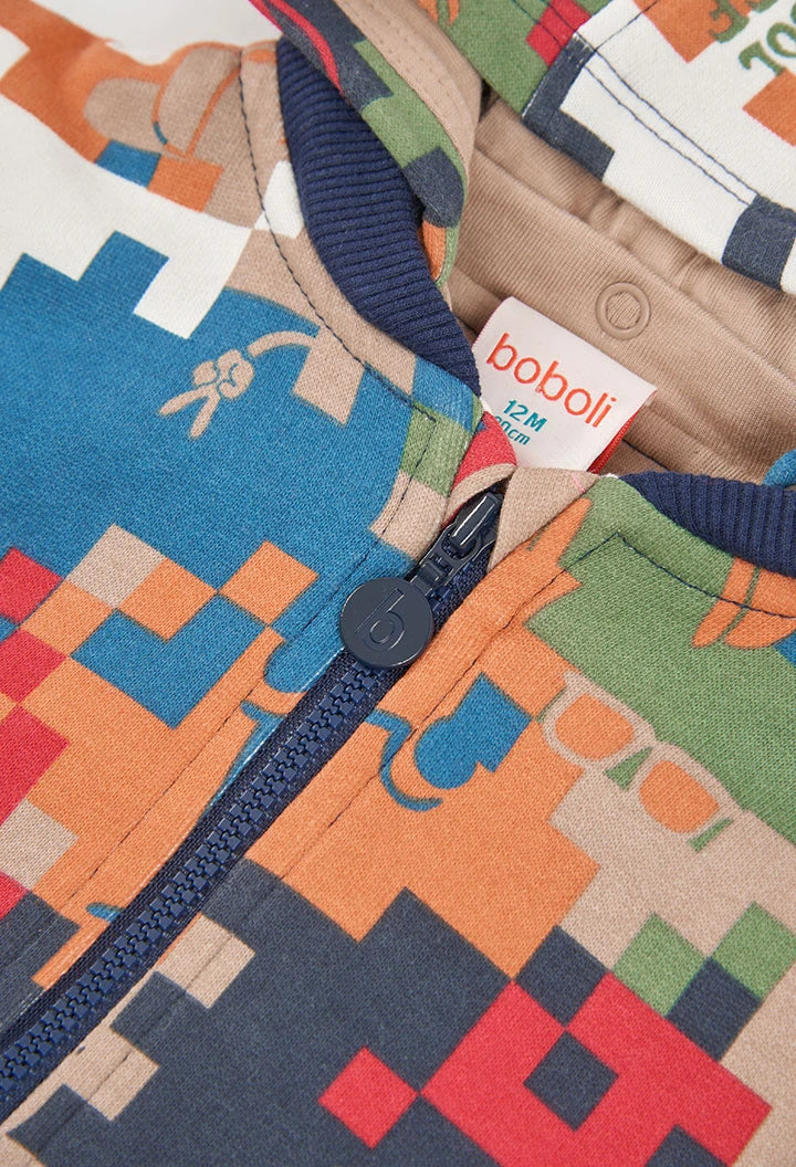 Giacca in felpa bambino stampa pixel multicolore – BOBOLI