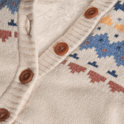 Giacca neonati con cappuccio staccabile Boboli con design a motivi colorati e bottoni in evidenza