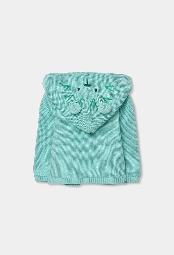 Cardigan Neonato Verde Menta in Maglia con Cappuccio e Bottoni- BOBOLI - OOPS by BabyBimbo 0-16