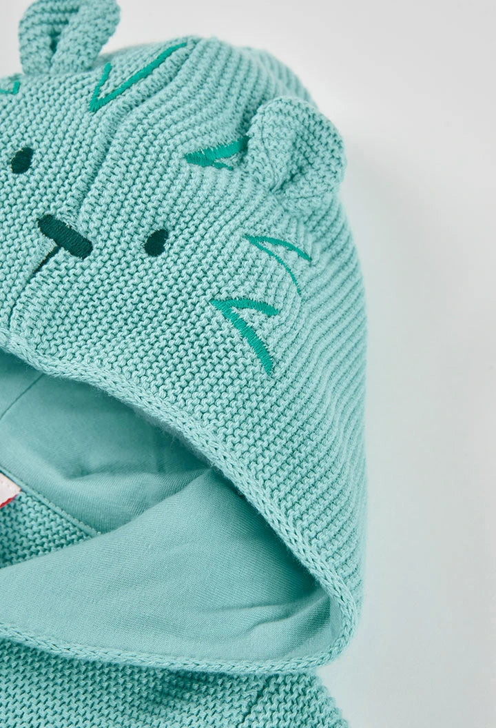 Cardigan Neonato Verde Menta in Maglia con Cappuccio e Bottoni- BOBOLI - OOPS by BabyBimbo 0-16