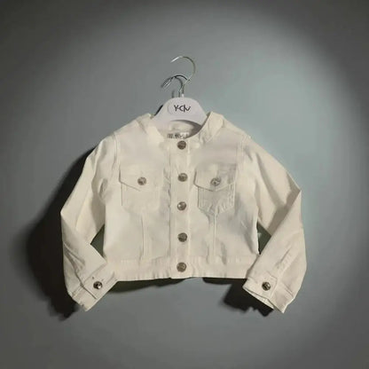 Giubbino Denim Bianco per bambina da 3anni a 8anni Y-Clù 340CYFBS25 - OOPS by BabyBimbo 0-16