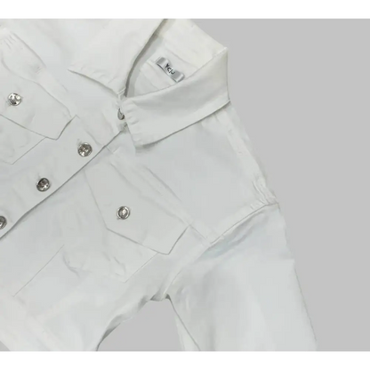 GIUBBOTTO DENIM BIANCO PER RAGAZZA YCLU 198CYFJS25 - OOPS by BabyBimbo 0-16