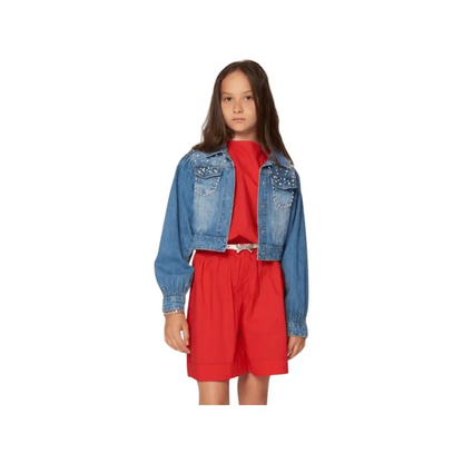 Giubbotto Jeans con perle per bambina da 8anni a 16anni Y-Clù Y19137 - OOPS by BabyBimbo 0-16