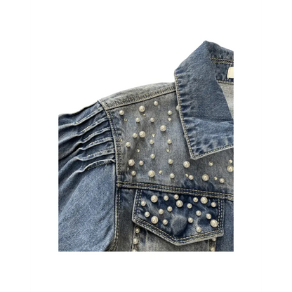 Giubbotto Jeans con perle per bambina da 8anni a 16anni Y-Clù Y19137 - OOPS by BabyBimbo 0-16