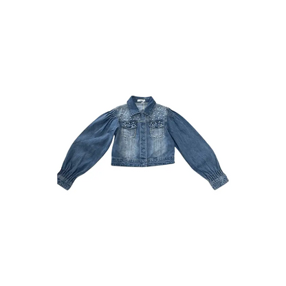 Giubbotto Jeans con perle per bambina da 8anni a 16anni Y-Clù Y19137 - OOPS by BabyBimbo 0-16