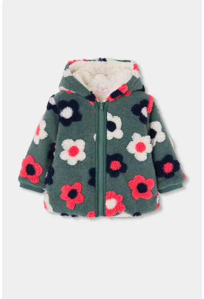 Cappotto in pile bambina verde stampa fiori - Boboli