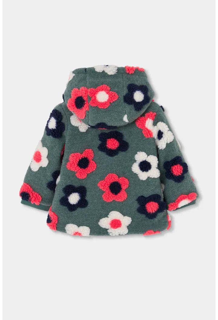 Cappotto in pile bambina verde stampa fiori - Boboli