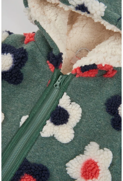 Cappotto in pile bambina verde stampa fiori - Boboli