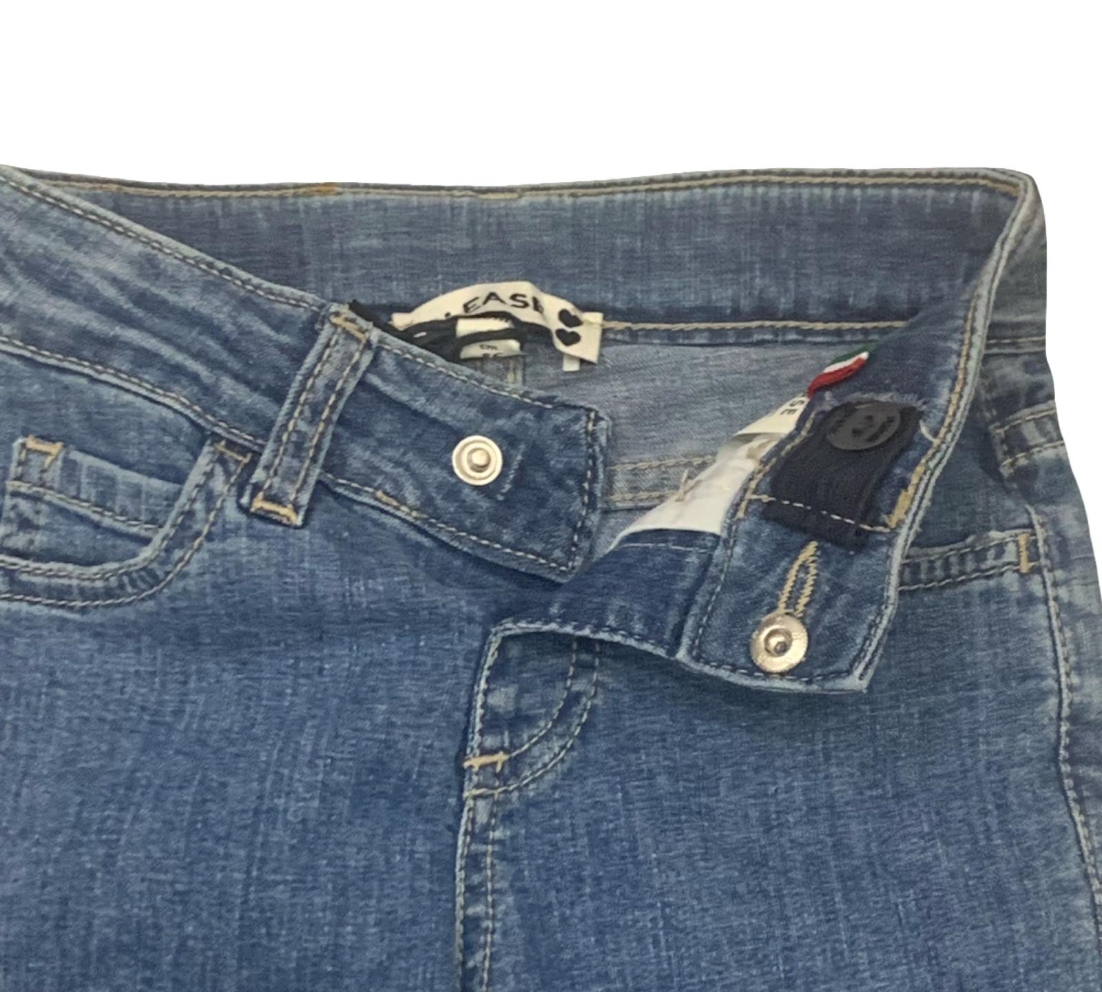 Jeans bambina zampa vita alta di Please con tasche e chiusura a bottone
