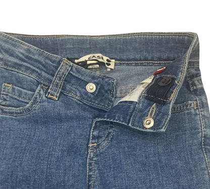 Jeans bambina zampa vita alta di Please con tasche e chiusura a bottone