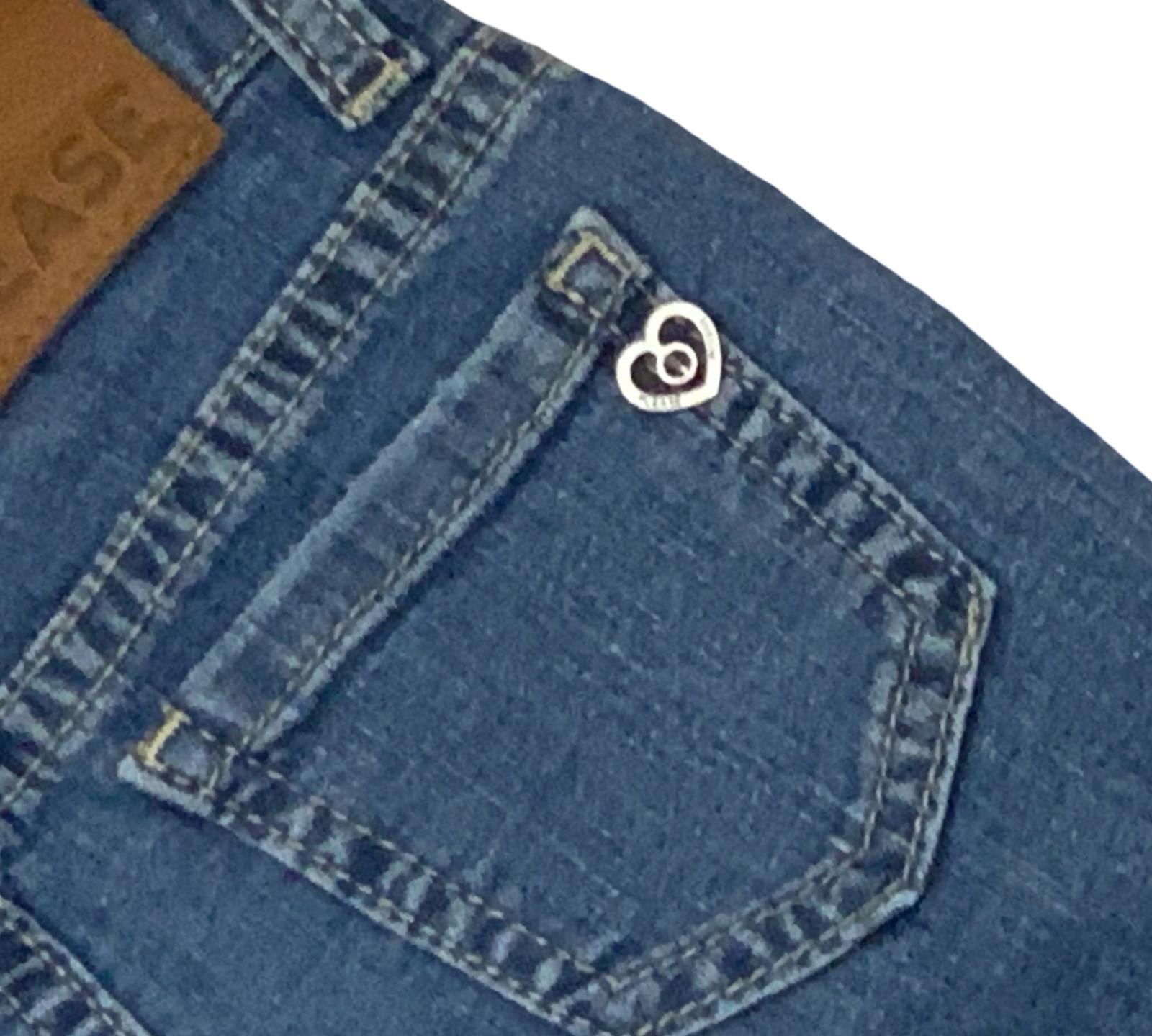 Jeans bambina zampa vita alta di Please con dettaglio a cuore sulla tasca