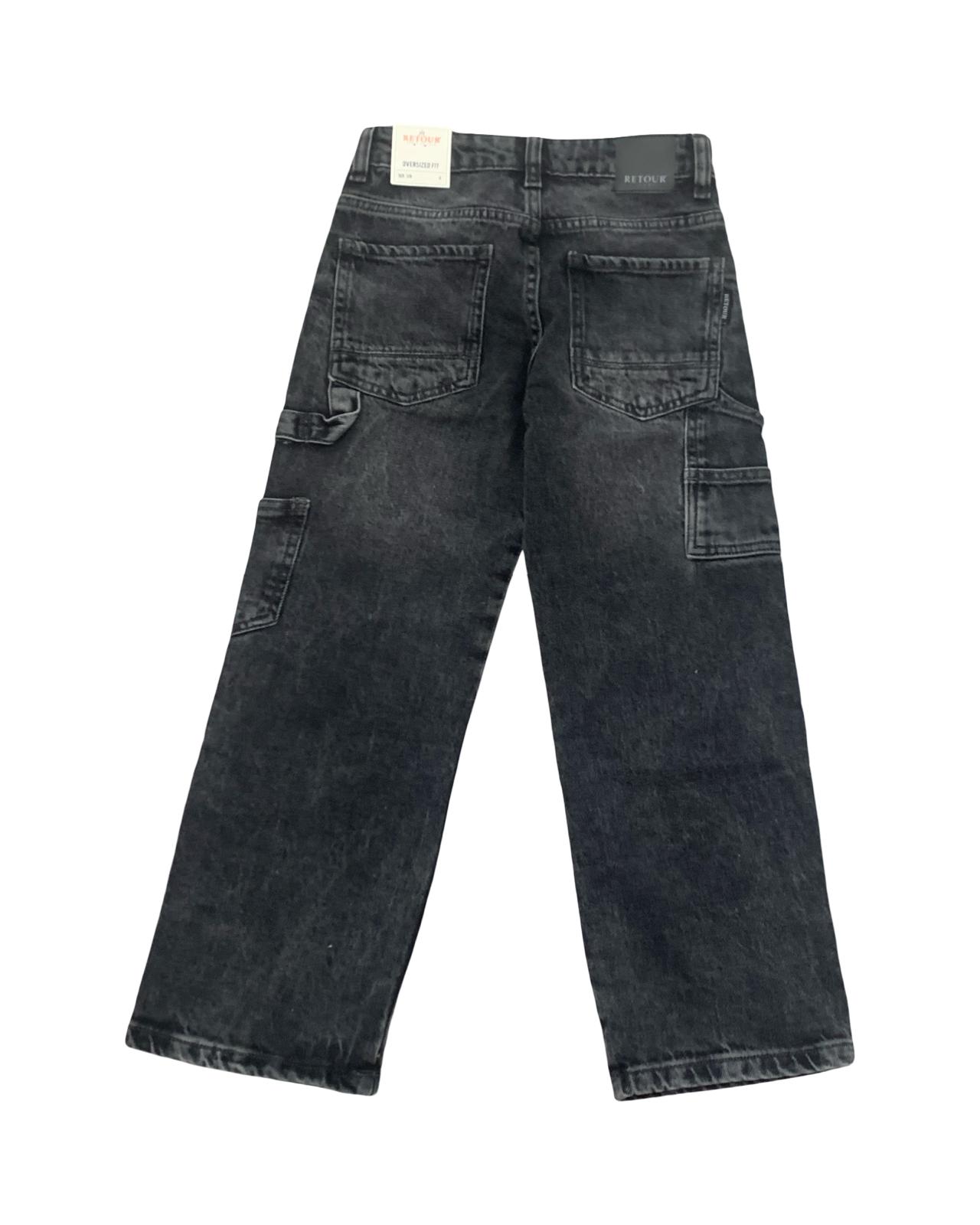 Jeans neri streetwear ragazzo con tasche laterali e design moderno per un look casual