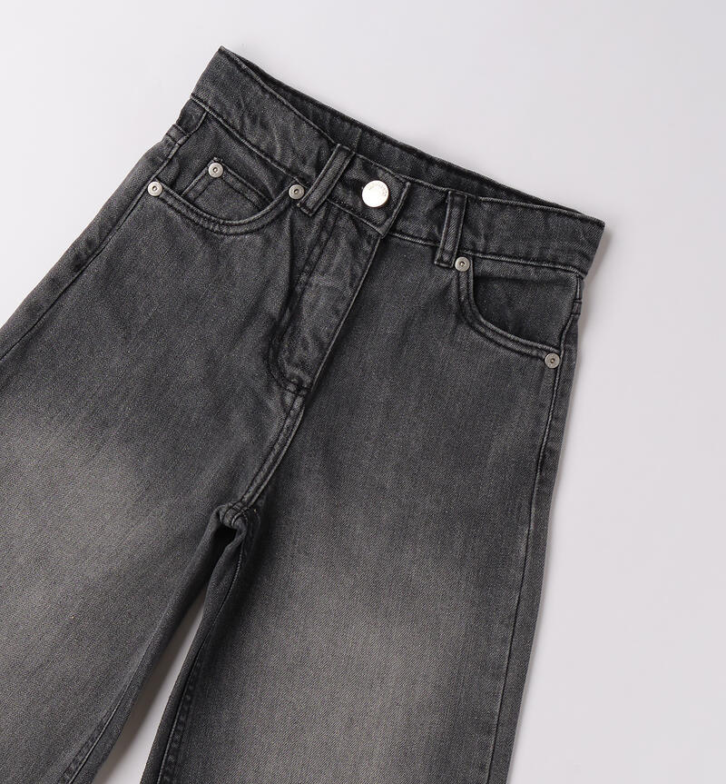 Jeans ragazza Sarabanda in denim nero con vita alta e rifiniture classiche