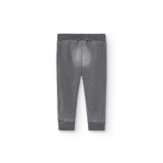 Boboli pantaloni bambino effetto jeans grigio in felpa con elastico in vita e fondo a costine