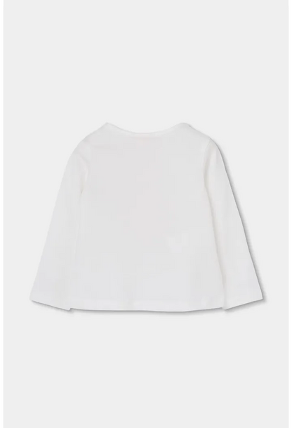 Maglietta in maglia bambina bianca con stampa bambina e volpe - Boboli