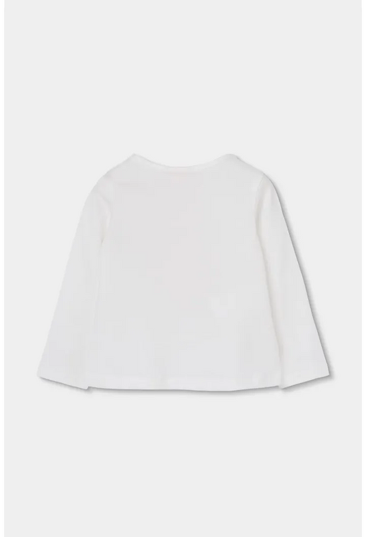 Maglietta in maglia bambina bianca con stampa bambina e volpe - Boboli - OOPS by BabyBimbo 0-16
