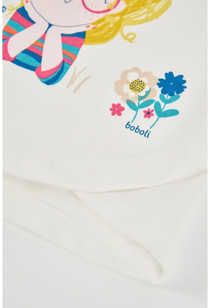 Maglietta in maglia bambina bianca con stampa bambina e volpe - Boboli