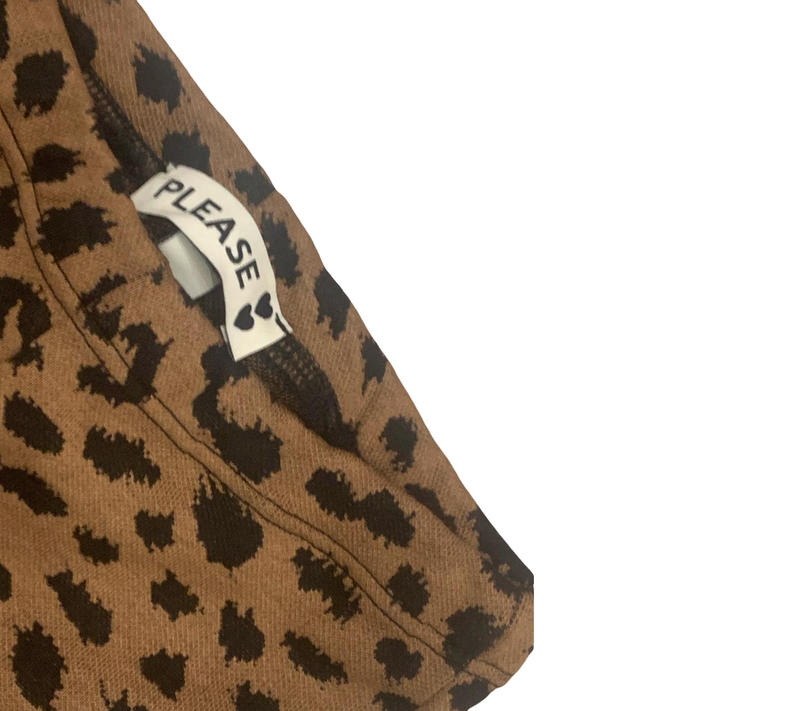 Leggings zampa bambina maculati in color marrone con etichetta Please