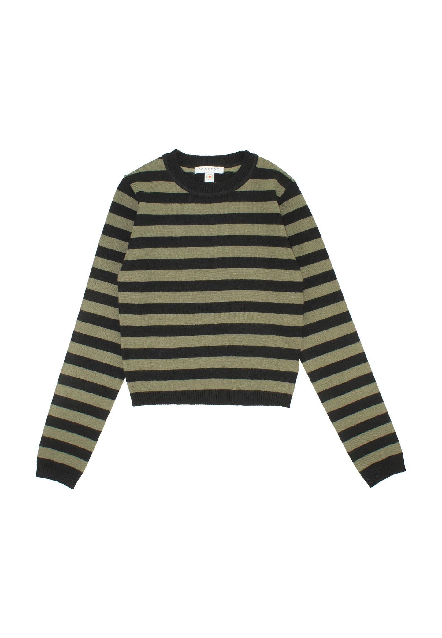 Maglia a righe verde militare ragazza di Tobetoo con maniche lunghe e design crop