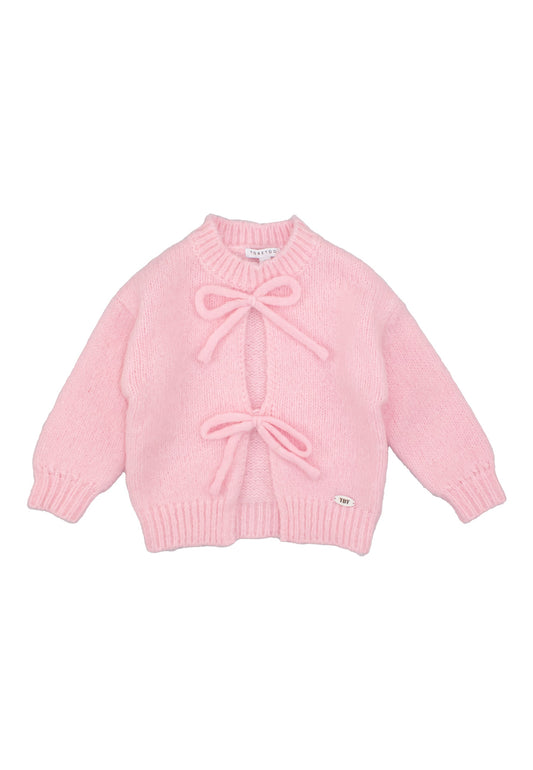 Cardigan Bambina TOBETOO Rosa Aperto con Chiusura a Fiocco – Maglia Elegante - OOPS by BabyBimbo 0-16