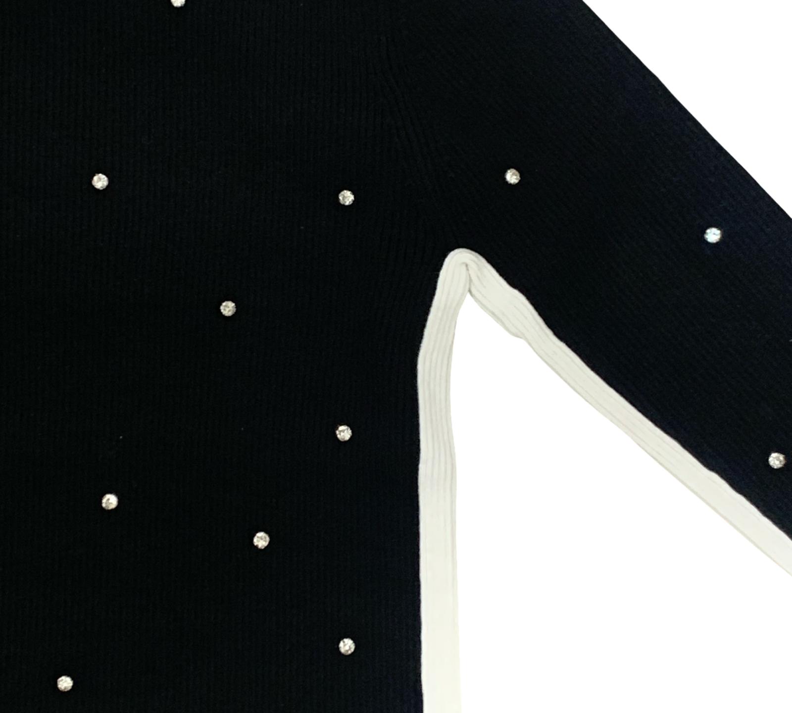 Maglia Girocollo Nera da Ragazza con Brilliantini in tessuto morbido e dettagli luminosi