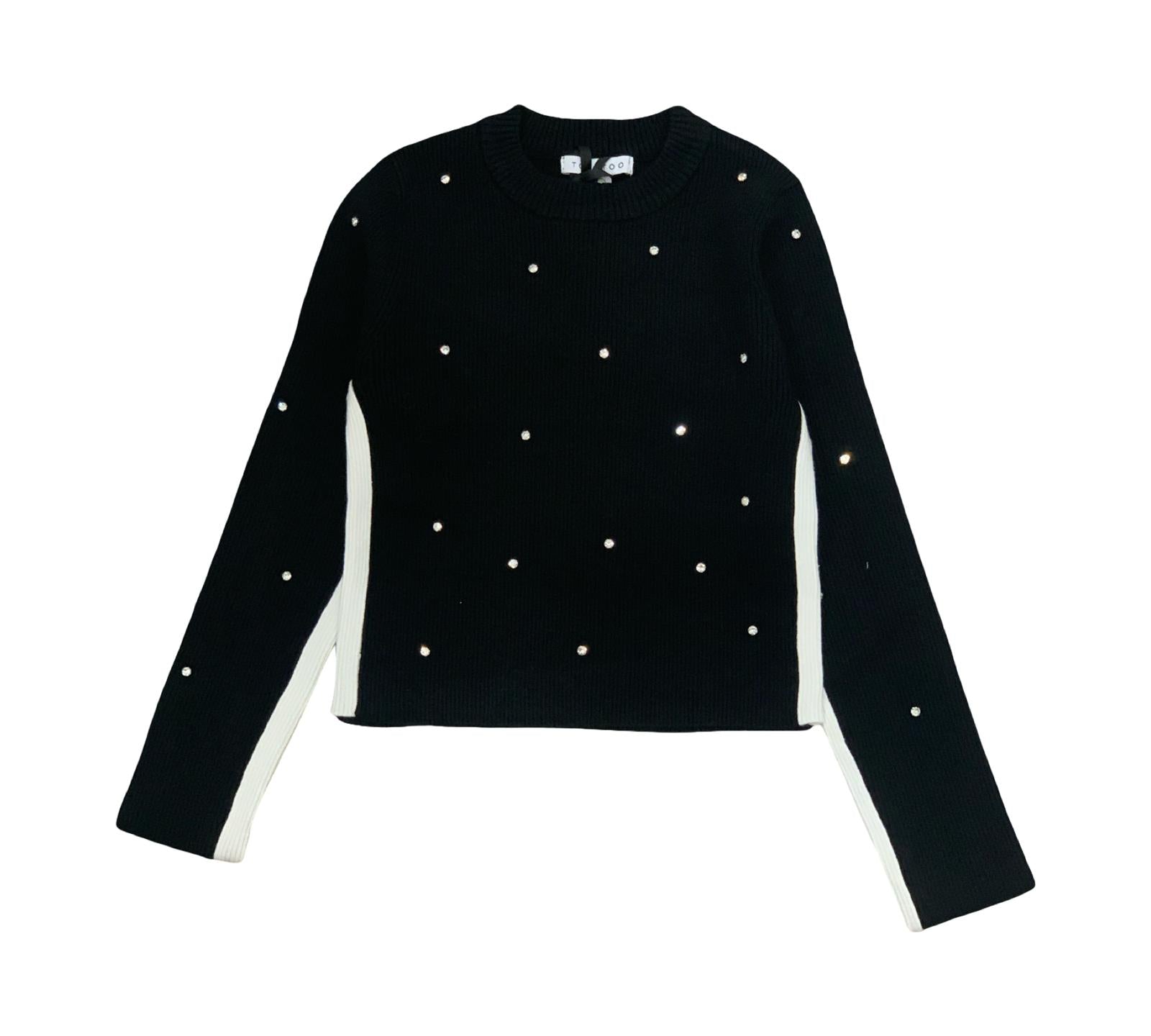 Maglia Girocollo Nera da Ragazza con Brilliantini, elegante e trendy, ideale per ogni occasione