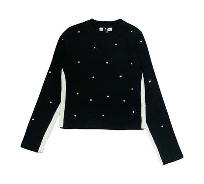 Maglia Girocollo Nera da Ragazza con Brilliantini, elegante e trendy, ideale per ogni occasione