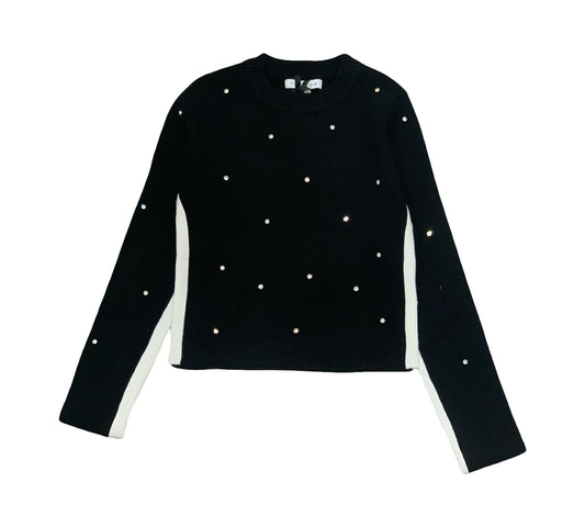 Maglia Girocollo Nera da Ragazza con Brilliantini, elegante e trendy, ideale per ogni occasione