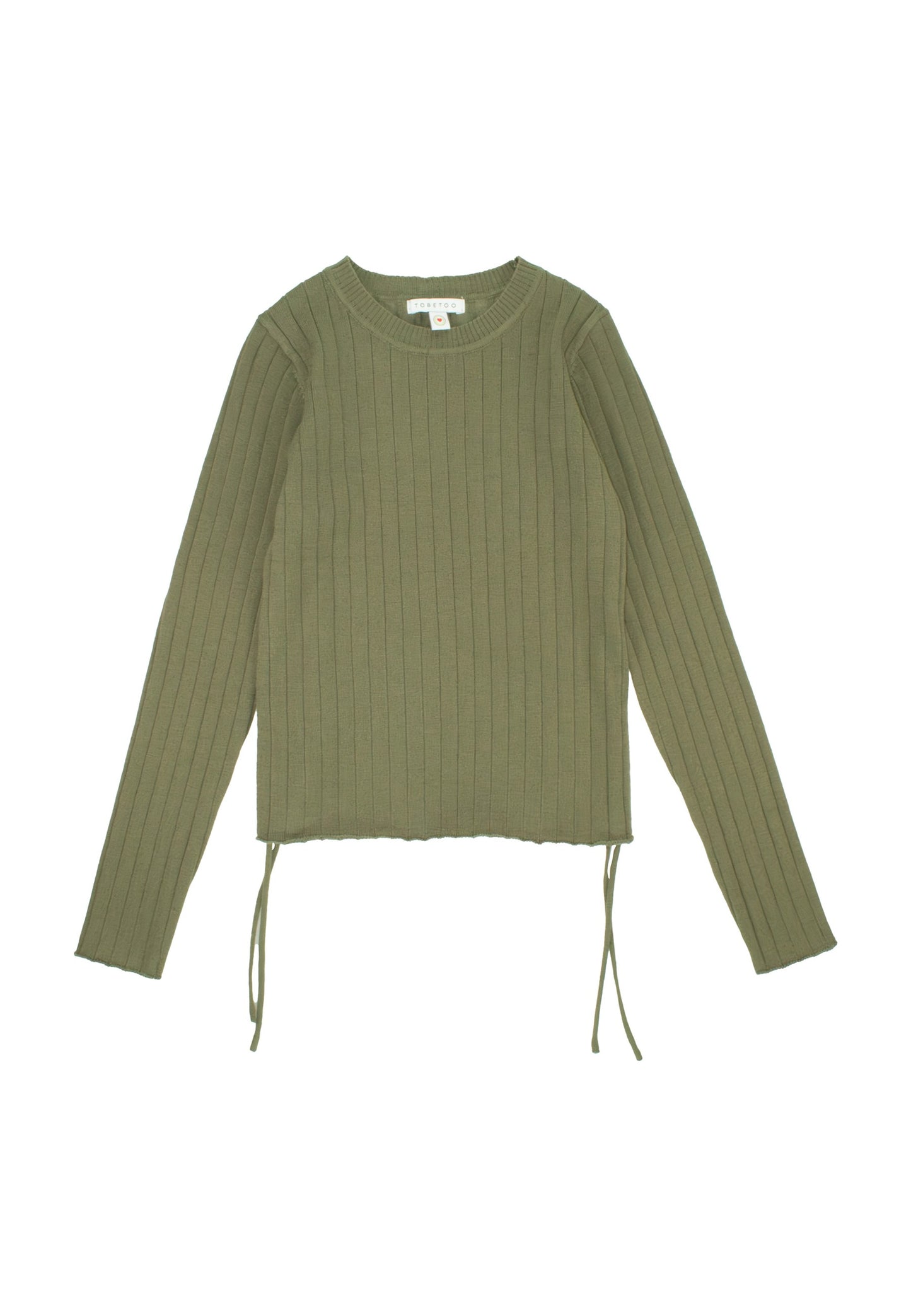 Maglione verde militare bambina con maniche lunghe e design a coste di Tobetoo