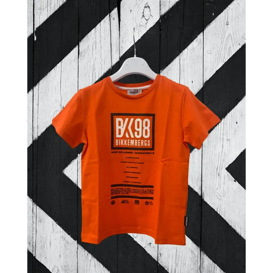 Maglietta a maniche corte per Ragazzo Bikkembergs arancione con logo stampato sul davanti