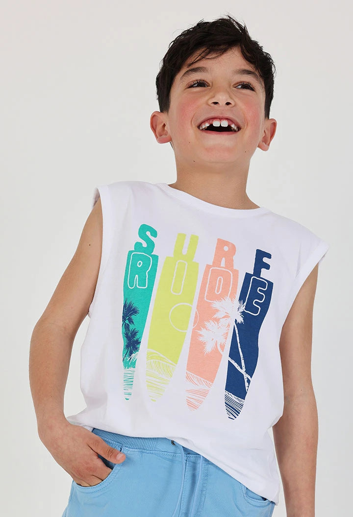 Maglietta a maniche corte in cotone bianco – BOBOLI - OOPS by BabyBimbo 0-16