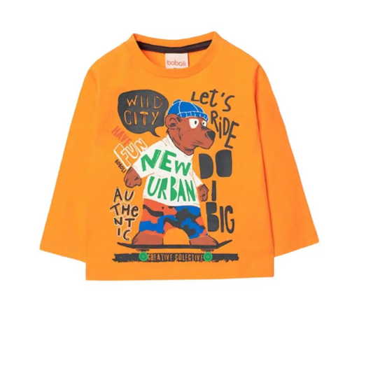 Maglietta arancione stampata per Bambino da 18mesi a 8anni Boboli 349107 - OOPS by BabyBimbo 0-16