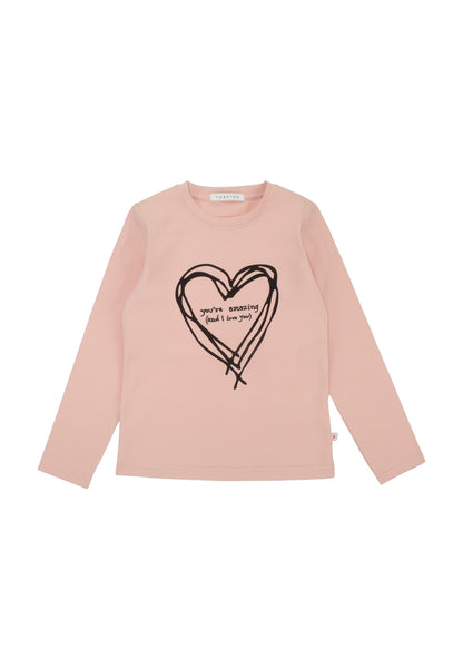 Maglietta bambina cuore nero con scritta in un design elegante e moderno per look casual.